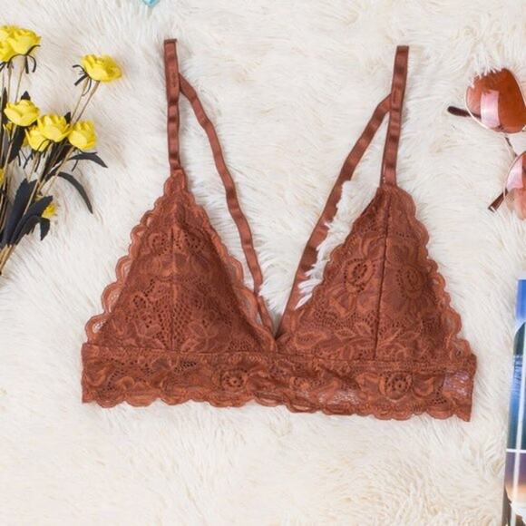 Dreamkue Other - Dreamkue Copper Adjustable Strappy Lace Bralette Size Small